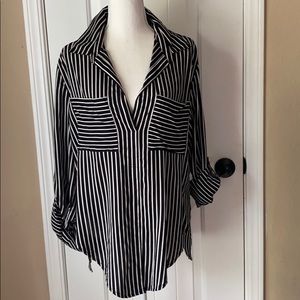 Black and white stripe blouse